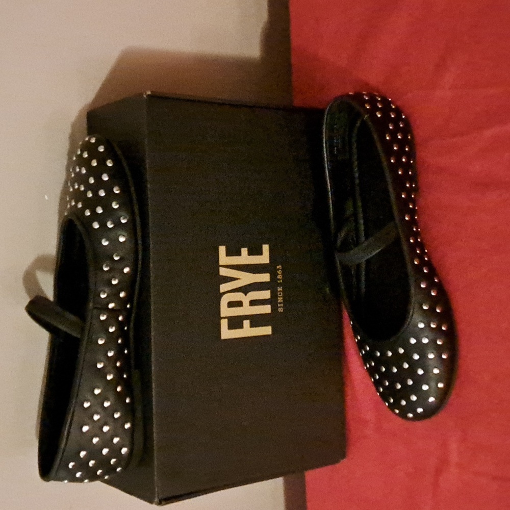 Frye Emma Studded Black Mary Jane Flats - Picture 4 of 8